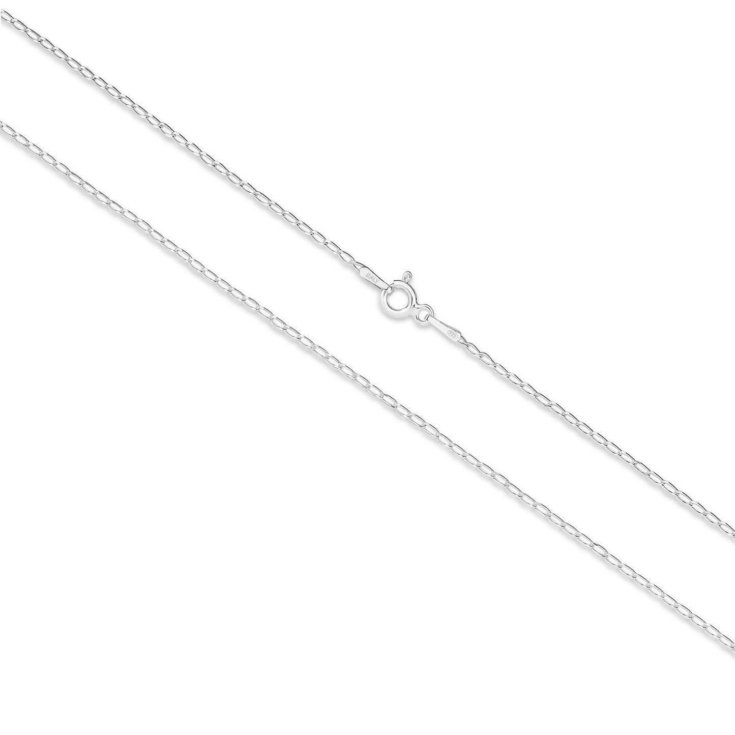 Long Curb Diamond Cut Chain LCD40 - Sterling Silver with Silver Plating