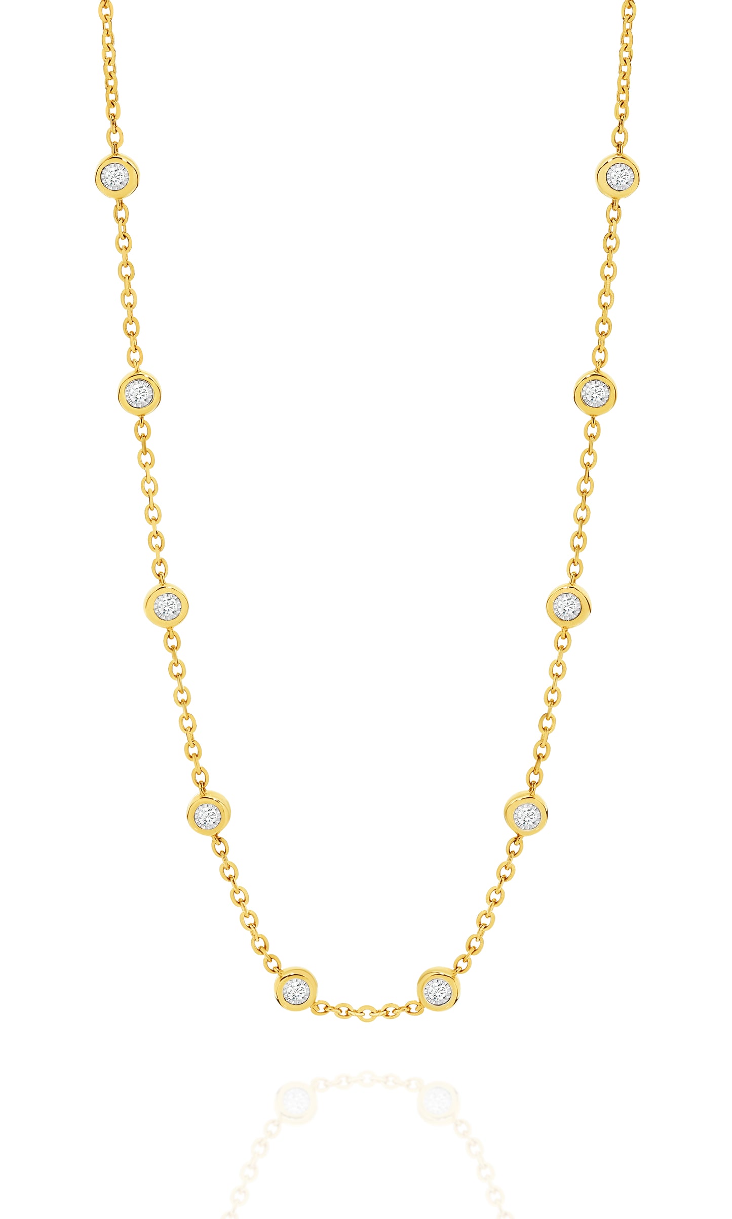 Two-sided Diamond Bezel Necklace 0.6ct - 9ct & 18ct Yellow Gold