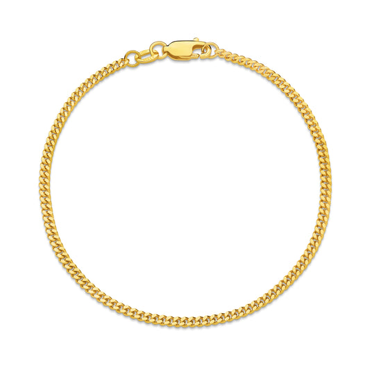 Diamond Cut Curb Bracelet 2.16mm - 9ct & 18ct Yellow Gold