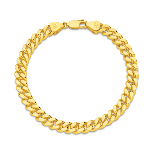 Diamond Cut Curb Bracelet 7.16mm - 9ct & 18ct Yellow Gold