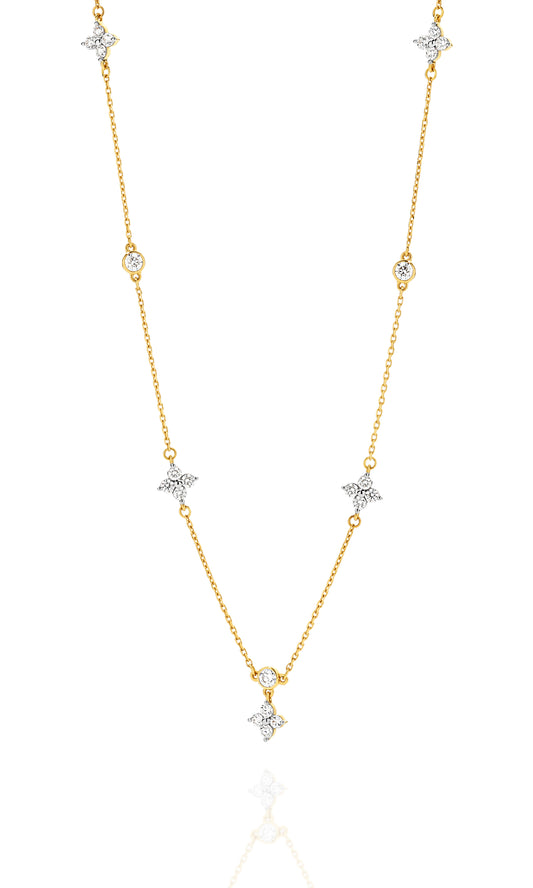 Diamond Necklace 0.9ct - 9ct & 18ct Yellow Gold