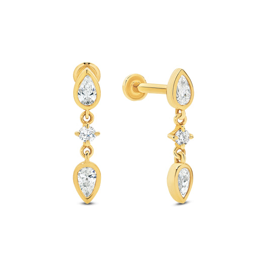 Flat Back Stud Earrings 0.33ct - 9ct & 18ct Yellow Gold