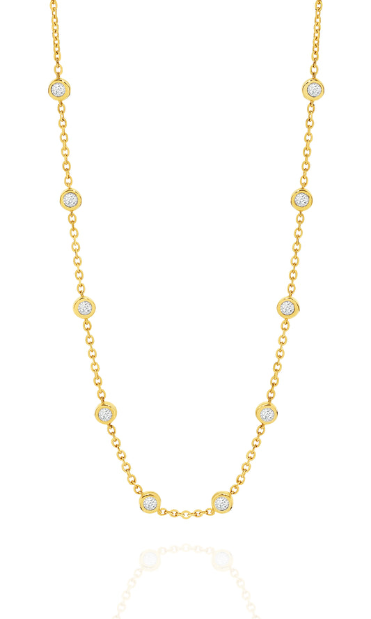 Two-sided Diamond Bezel Necklace 0.6ct - 9ct & 18ct Yellow Gold